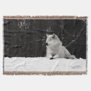 Snow Wolf Throw Blanket