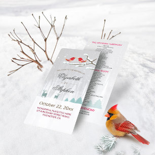 Snow Wonderland Birds Deer Winter Wedding Programs Programme