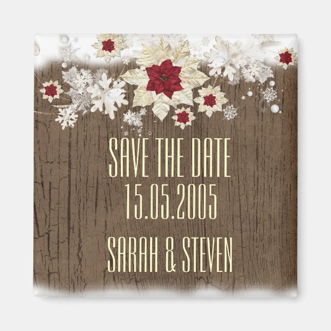 Snow Wood Christmas Save the date Magnet (Front)