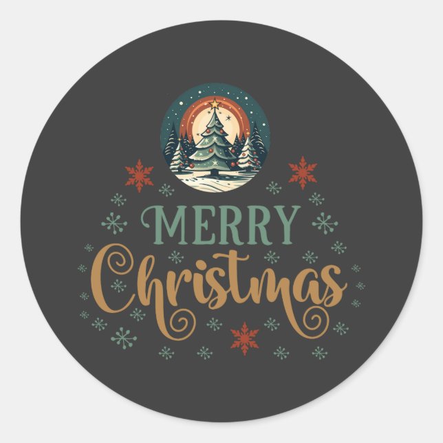 Snow Xmas Christmas Globe Classic Round Sticker (Front)