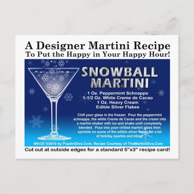 Snowball Christmas Martini Recipe Postcard (Front)
