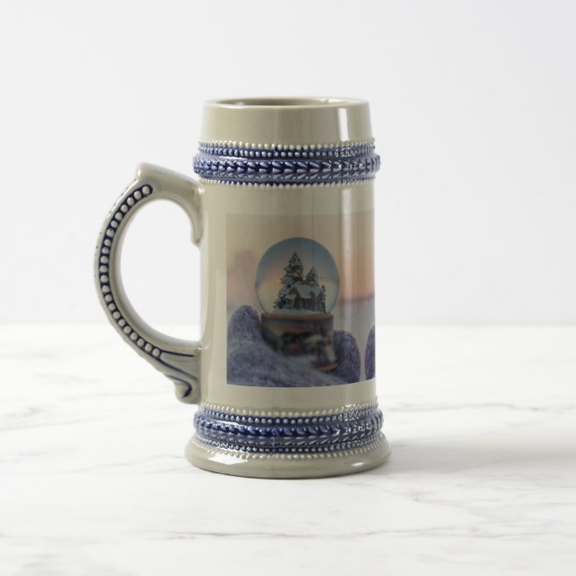 Snowball Christmas tree winter snowfall  Beer Stein (Left)