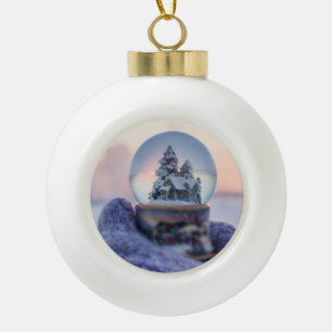 Snowball Christmas tree winter snowfall Ceramic Ball Christmas Ornament