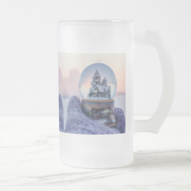 Snowball Christmas tree winter snowfall  Frosted Glass Beer Mug (Right)