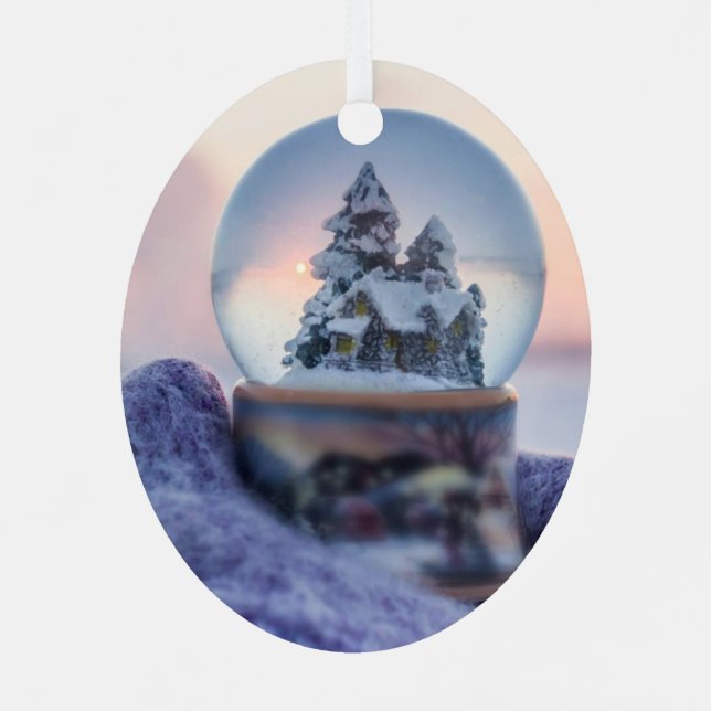 Snowball Christmas tree winter snowfall  Metal Tree Decoration (Back)