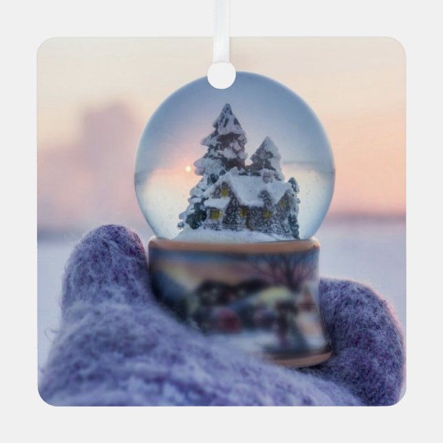 Snowball Christmas tree winter snowfall  Metal Tree Decoration (Front)