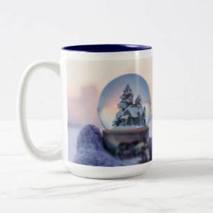 Snowball Christmas tree winter snowfall Two-Tone Coffee Mug