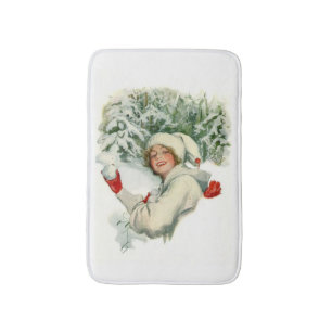 Snowball Fight (by Harrison Fisher) Bath Mat
