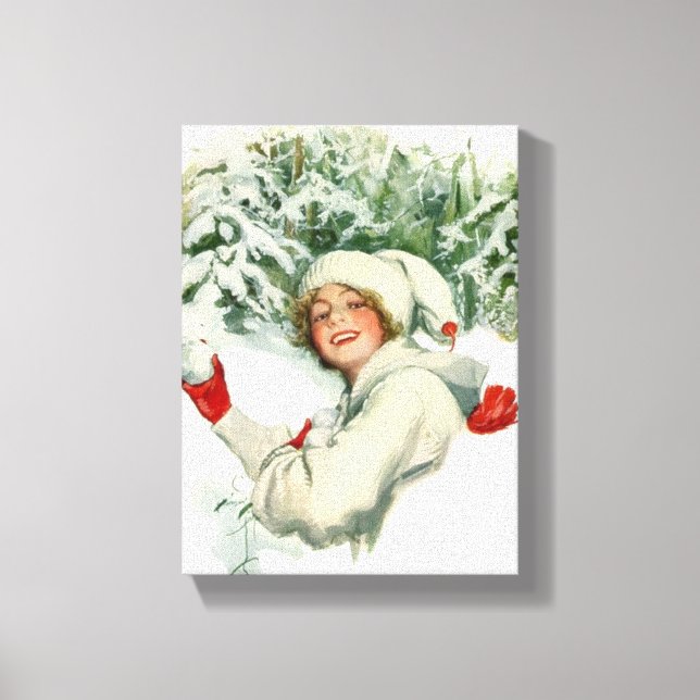 Snowball Fight (by Harrison Fisher) Canvas Print (Front)