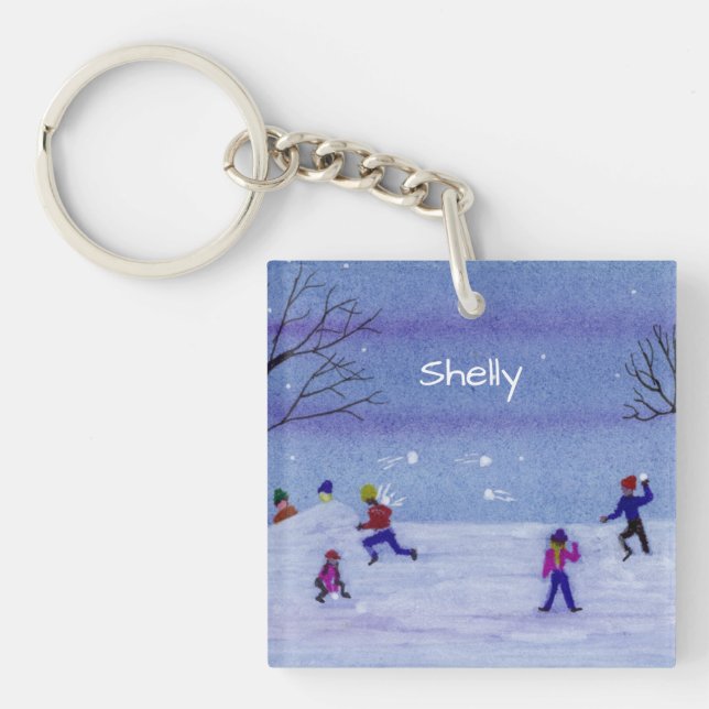 Snowball Fight Key Ring (Front)