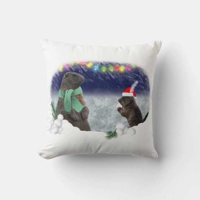 Snowball Fight Pillow (Front)