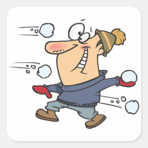 Snowball Fight Square Sticker