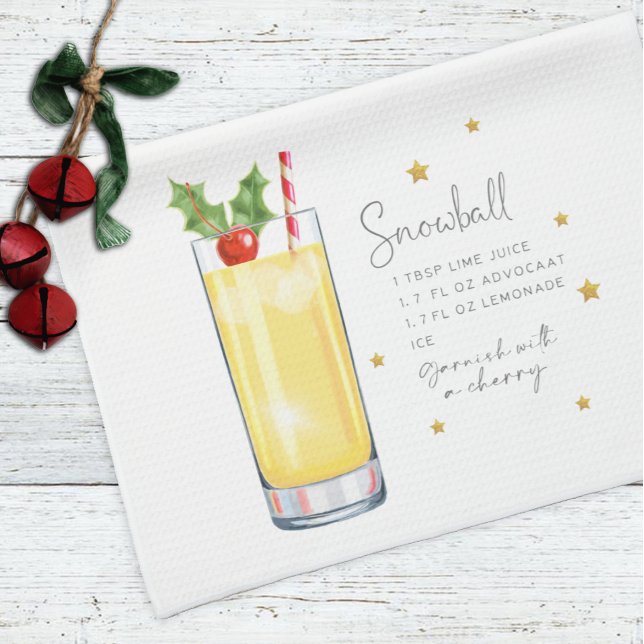 Snowball Mix Drink Holiday Christmas Recipe Tea Towel (Creator Uploaded)