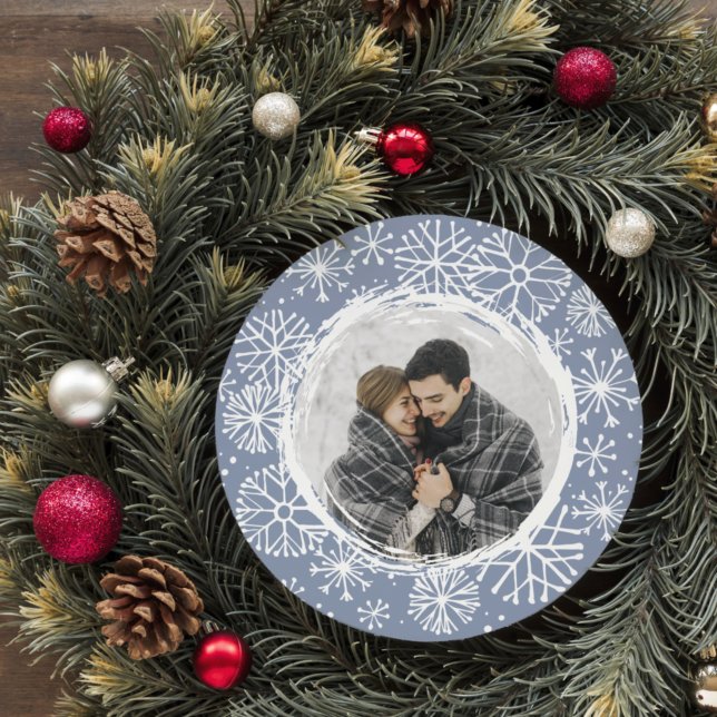 Snowball Round Holiday Photo Card | Sky (Creator Uploaded)