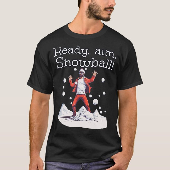 Snowballer Tracksuit ready for aim with Snowballs  T-Shirt (Front)