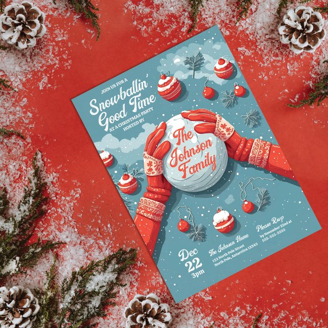 Snowballin' Fun Unique Christmas Party Invitation (Creator Uploaded)