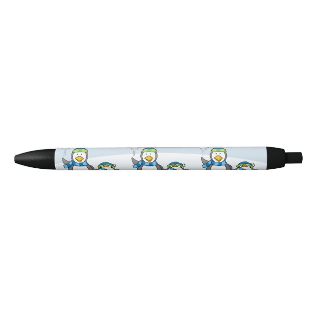 Snowballing penguins black ink pen (Front)