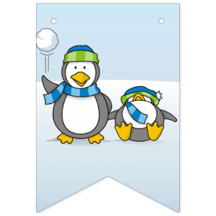 Snowballing penguins bunting