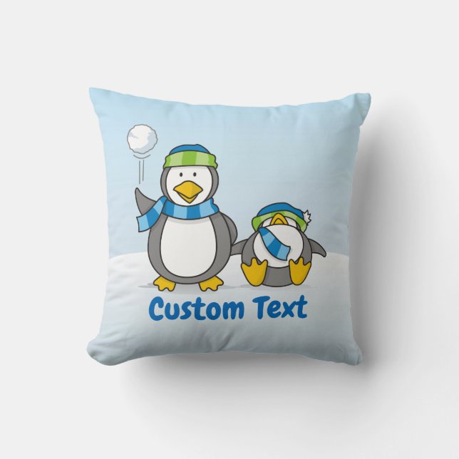 Snowballing penguins cushion (Front)