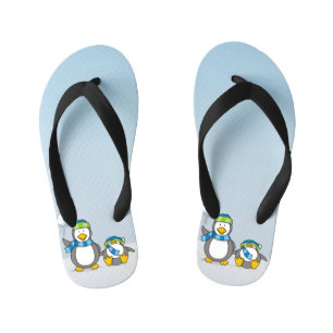 Snowballing penguins kid's jandals