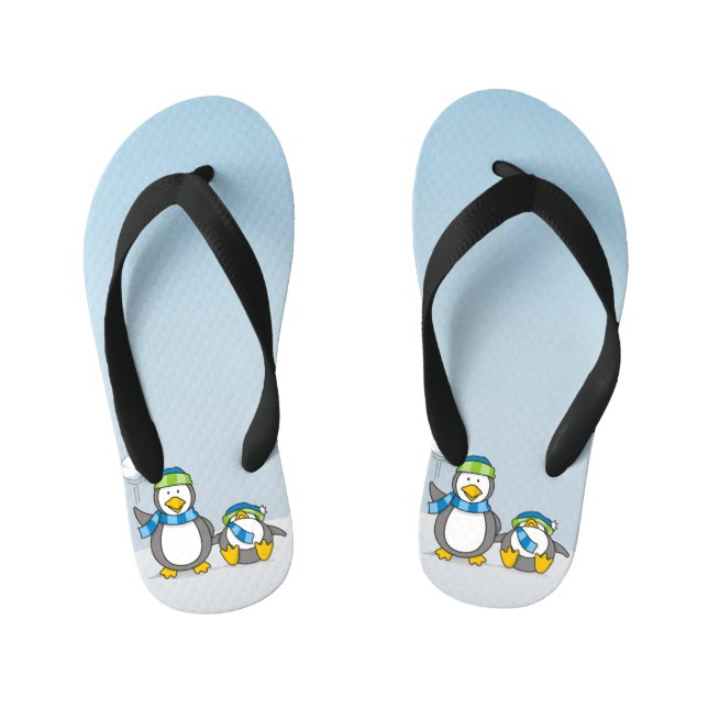 Snowballing penguins kid's jandals (Footbed)