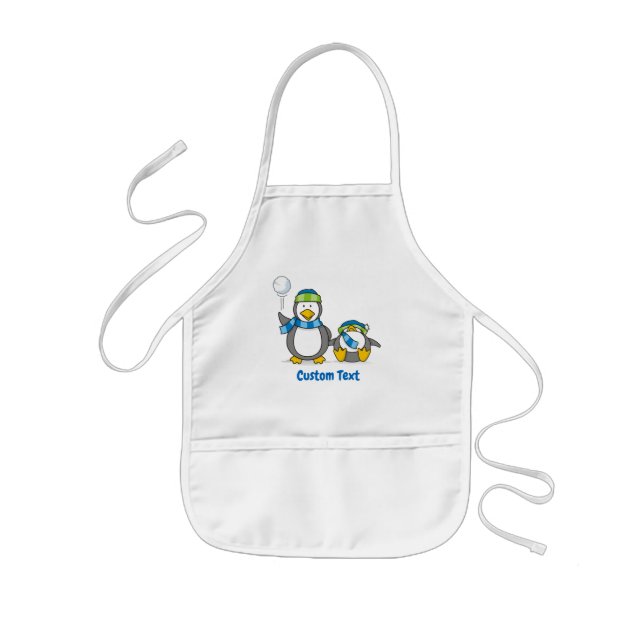Snowballing penguins long apron (Front)