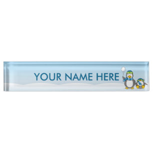 Snowballing penguins nameplate