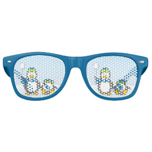 Snowballing penguins retro sunglasses