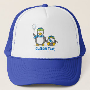 Snowballing penguins trucker hat