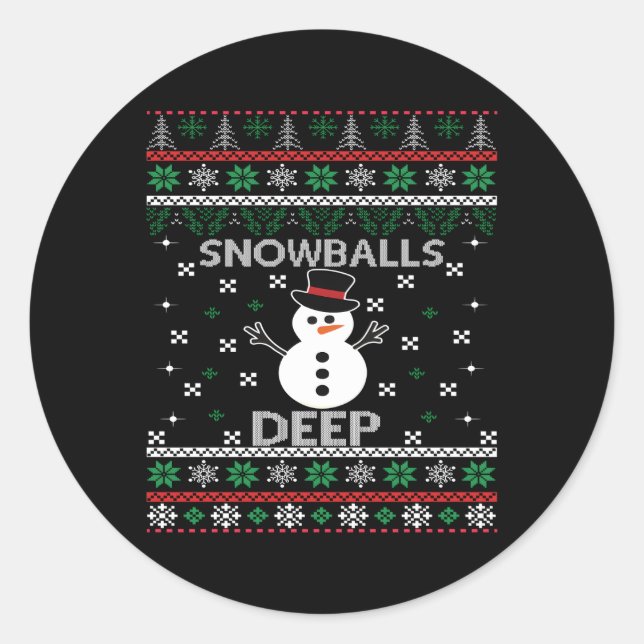 Snowballs Deep Snow Classic Round Sticker (Front)