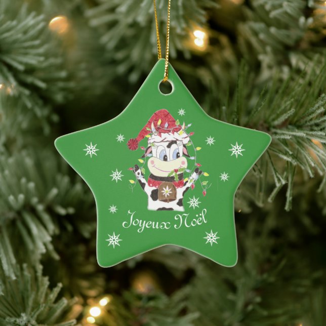 Snowbell the cow green star Christmas ornament (Tree)