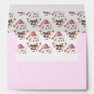 Snowbell the cow Happy Holidays pink envelope