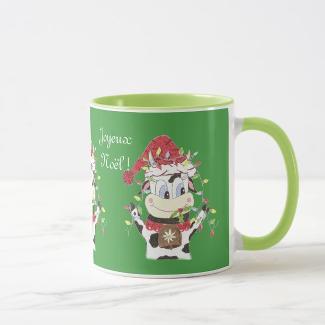 Snowbell the cow & the Xmas lights green mug (Right)