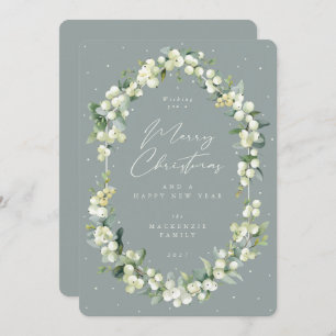 Snowberry+Eucalyptus Botanical Frame Christmas Holiday Card