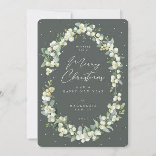 Snowberry+Eucalyptus Botanical Frame Christmas Holiday Card