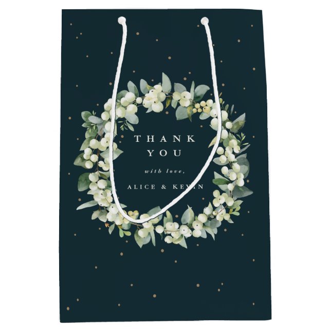 Snowberry+Eucalyptus Christmas/Holiday Thank You Medium Gift Bag (Front)