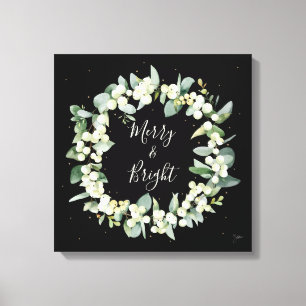 Snowberry+Eucalyptus Christmas Wreath Canvas Print