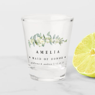 Snowberry & Eucalyptus Personalised Wedding Party Shot Glass