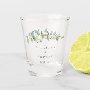 Snowberry & Eucalyptus Personalised Wedding Shot Glass