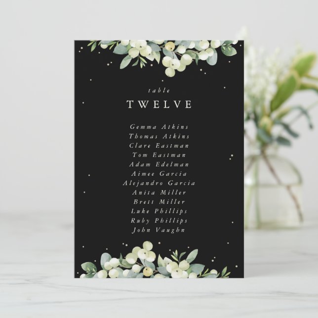 Snowberry+Eucalyptus Table Number Seating Card (Standing Front)