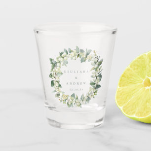 Snowberry & Eucalyptus Wreath Personalised Wedding Shot Glass