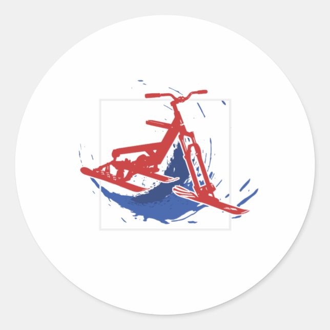 Snowbike Splatter Paint Snow Bike Sports Gift Classic Round Sticker (Front)