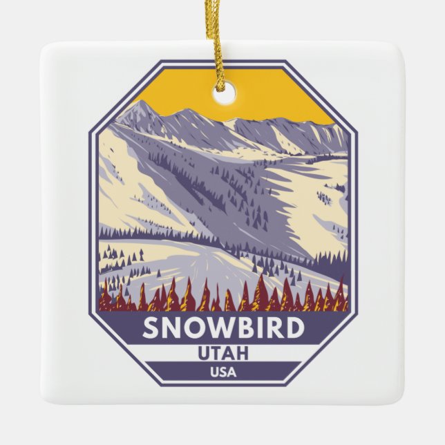 Snowbird Ski Area Winter Utah Ceramic Ornament (Front)