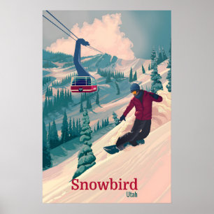 Snowbird Snowboarding Travel Poster