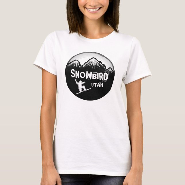 Snowbird Utah ladies snowboarder tee (Front)
