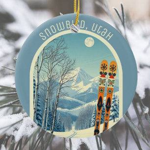 Snowbird Utah Rocky Mountains ski souvenir  Ceramic Tree Decoration