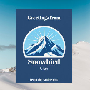 Snowbird Utah ski vacation blue Postcard