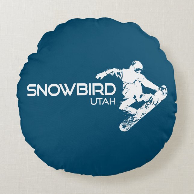 Snowbird Utah Snowboarder Throw Pillow (Front)