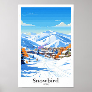 Snowbird Utah USA Travel Vintage Illustration Poster