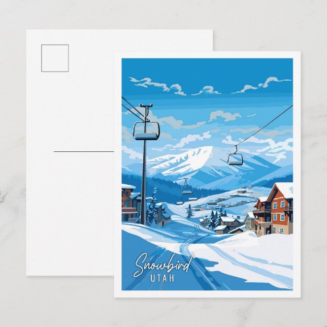 Snowbird Utah USA vintage travel illustration Postcard (Front/Back)
